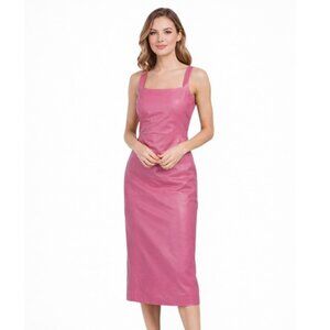 NWT Bod & Christensen Dina Pink Leather Midi Dress